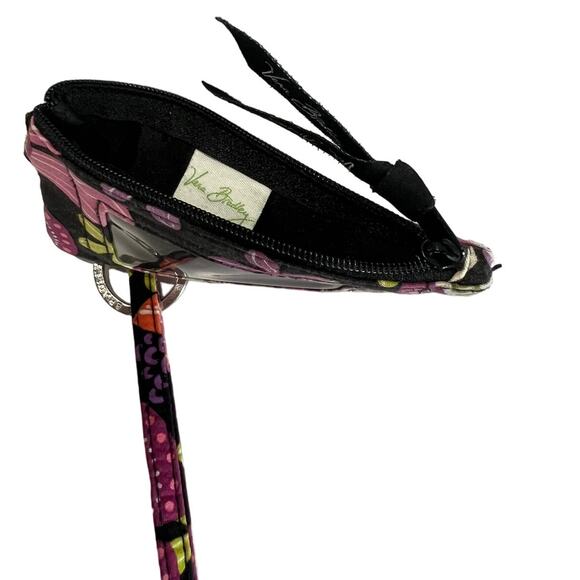 Vera Bradley Black Multicolor Floral ID/Badge Wallet w Clip & Keychains Cottage - Picture 3 of 5